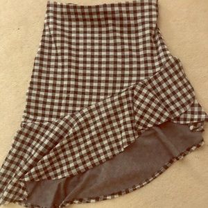Plaid knit skirt asymmetric